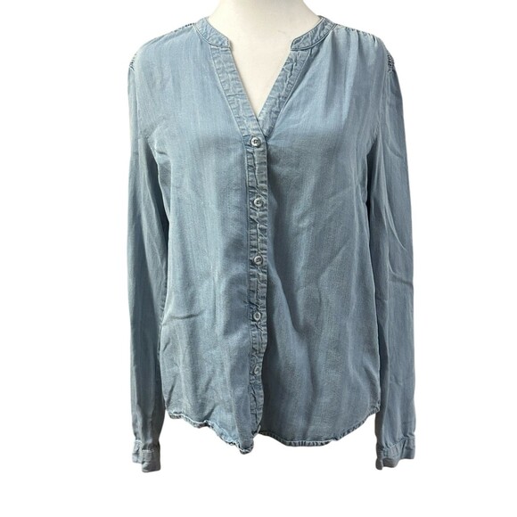 For The Republic Denim‎ Smocked Button Down Top Sz S - Picture 1 of 6